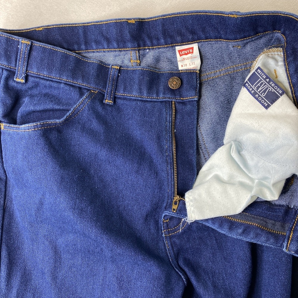 VTG Levis Jeans 90s Actual 36x31 Red Batwing Skosh More Room Dark Blue Tab Japan